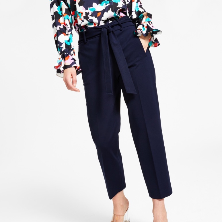 Bar Iii Navy Tie Front Capri Pants